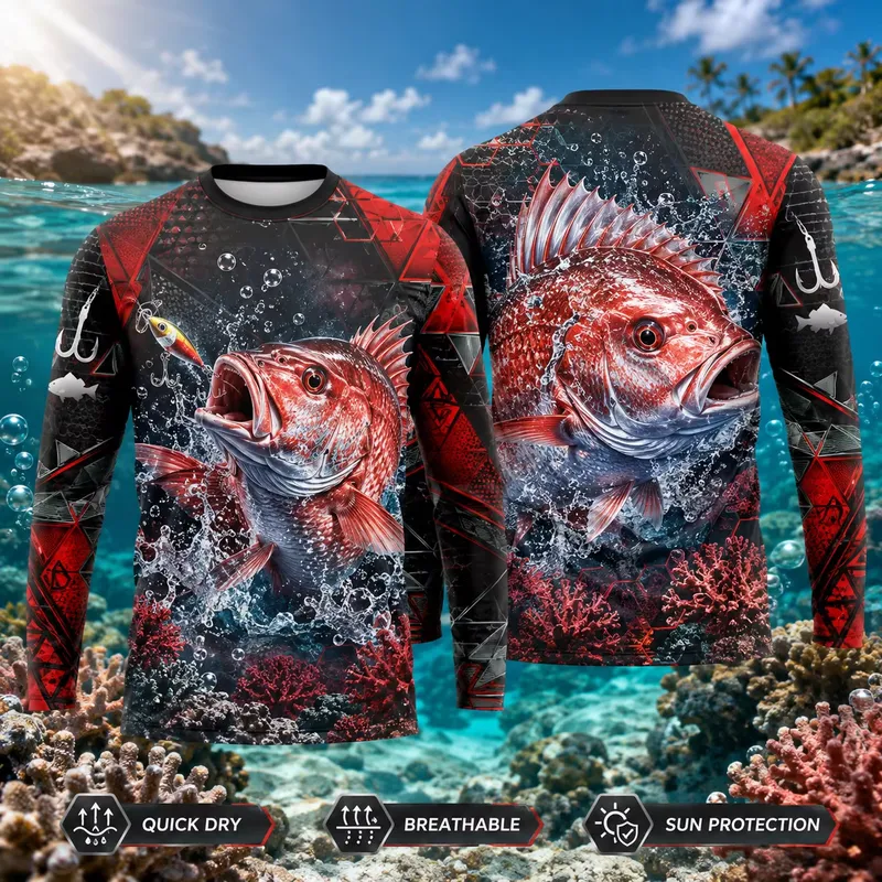 3D Print Casual Long Sleeve Re - Fishing ulasan dan harga